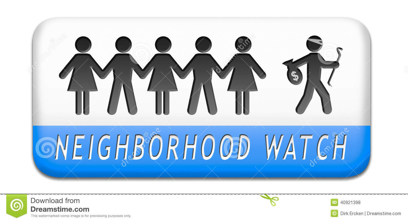 Neighborhood Guard Or Crime Watch Stopping Thief Thieves Alert And