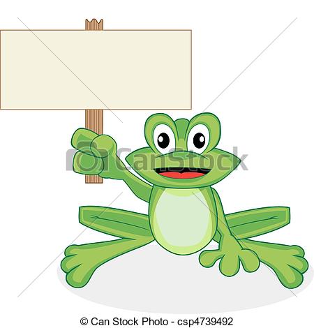 Vector Illustration Of A Cute Happy Looking Tiny Green Frog With Big