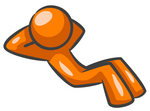 Clip Art Graphic Of An Orange Guy Character With His Hands Behind His