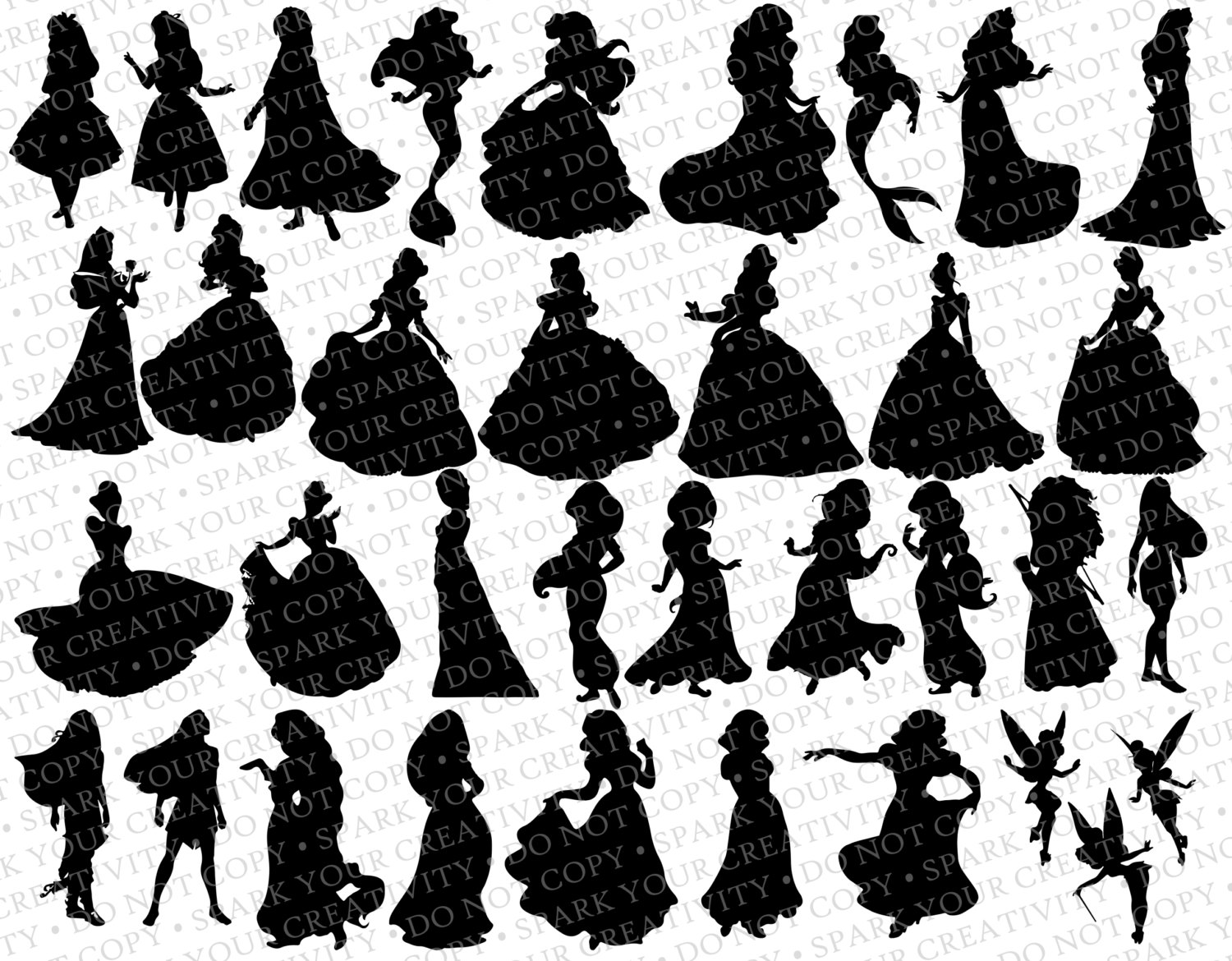 Disney Princess Silhouettes    35 By Sparkyourcreativity On Etsy