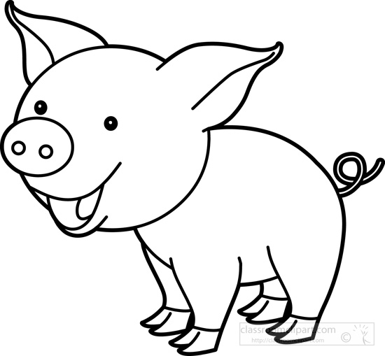 Animals   Cute Pig Black White Outline   Classroom Clipart