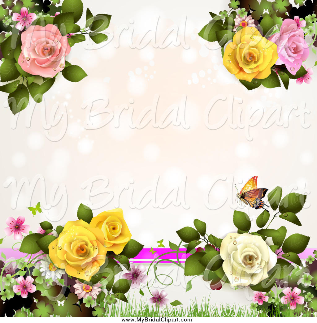 Bridal Clipart Of A Pink Wedding Background With Lights Butterflies