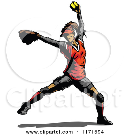 Clipart Of A Softball Pitcher   Royalty Free Vector Illustration By