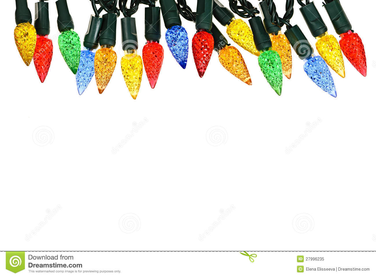 Multicolored String Of Christmas Lights Isolated On White Background