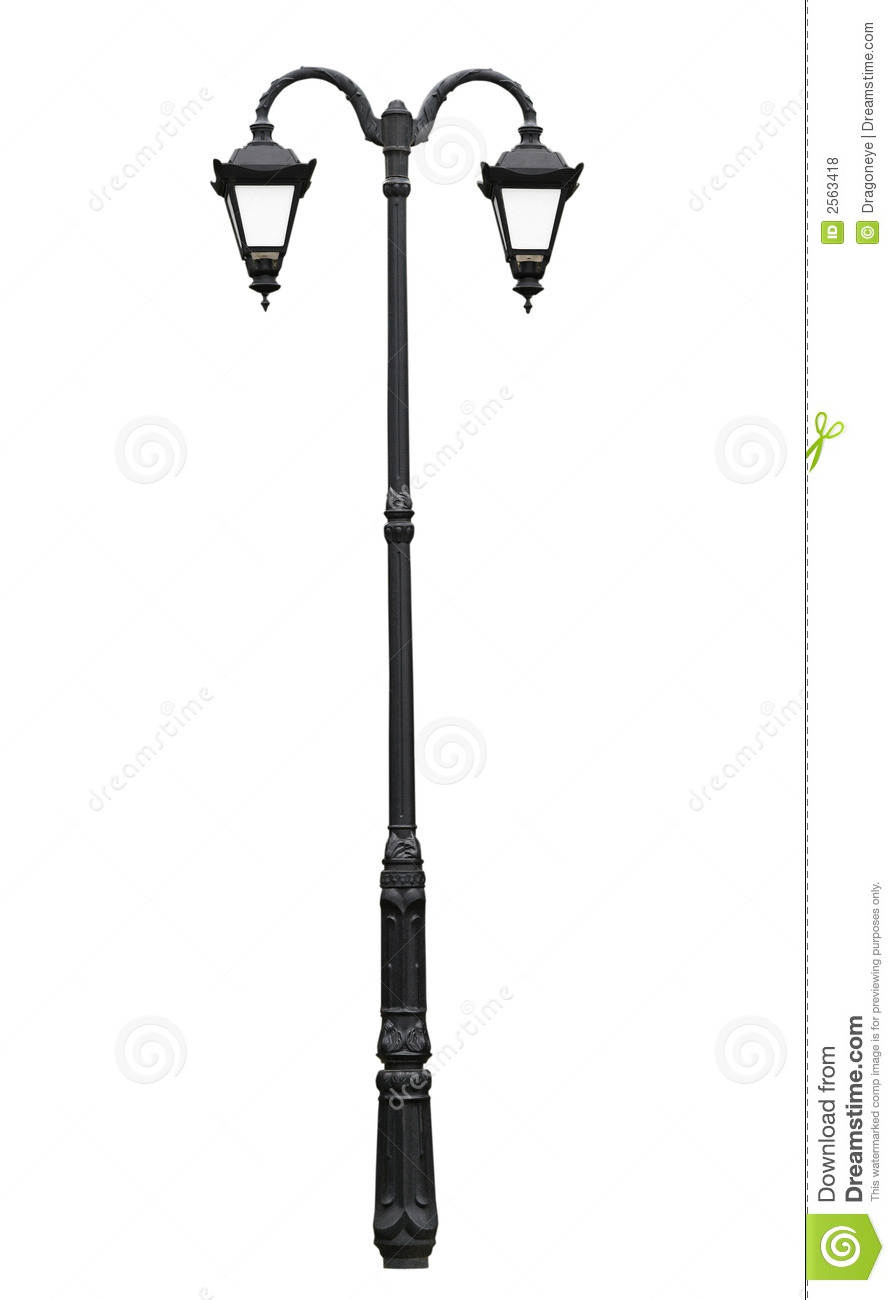 Cast Iron Street Lamp Isolated On White With Clipping Path For More On