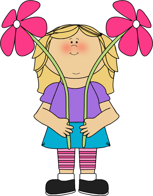Flower Girl Clip Art Image   Little Girl Holding Two Tall And Skinny