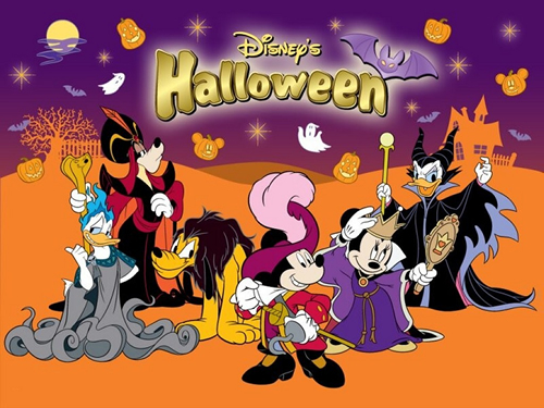 Free Disney Halloween Desktop Wallpaper Featuring Many Walt Disney