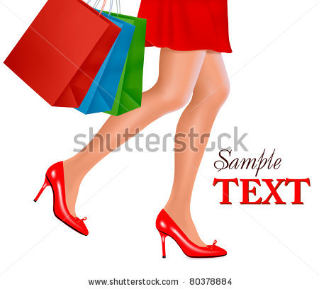 Of Shopping Woman Carrying Shopping Bags   Vector Clipart Illustration