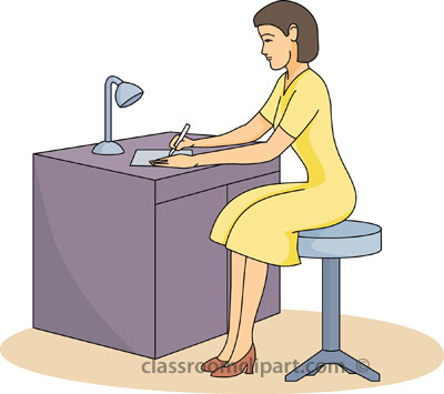 Office   Woman Sitting At Desk 21812   Classroom Clipart