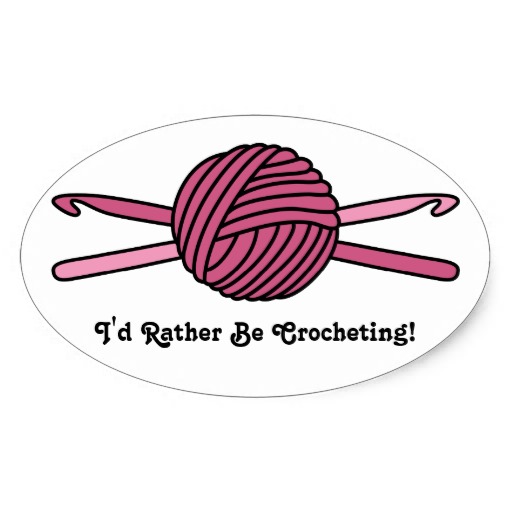 Pink Ball Of Yarn   Crochet Hooks Oval Sticker   Zazzle