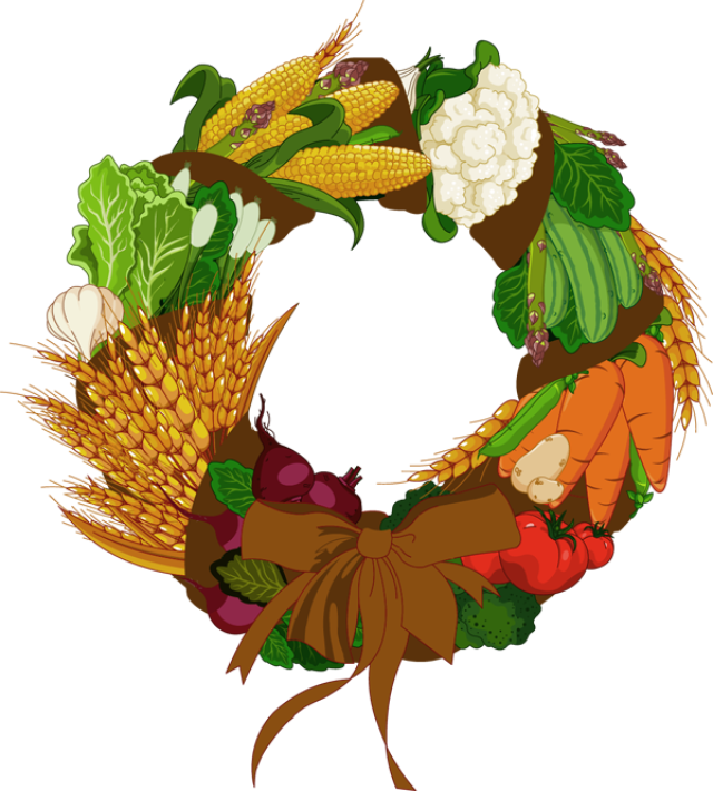 Clip Art Of A Wreath Of Fall Vegetables   Dixie Allan