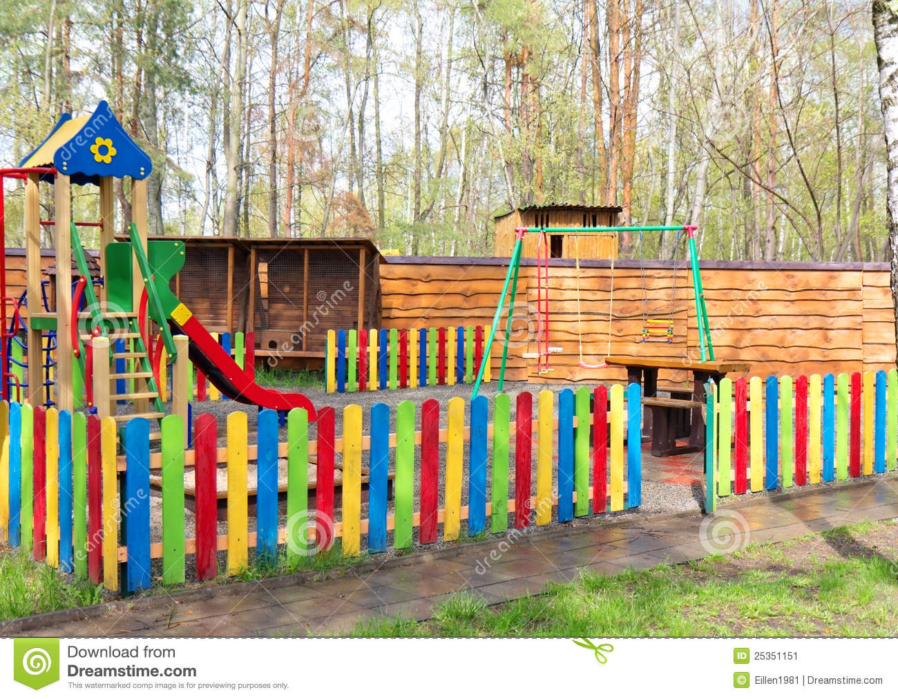 Colorful Wooden Children Playground Equipment Stock Image   Image