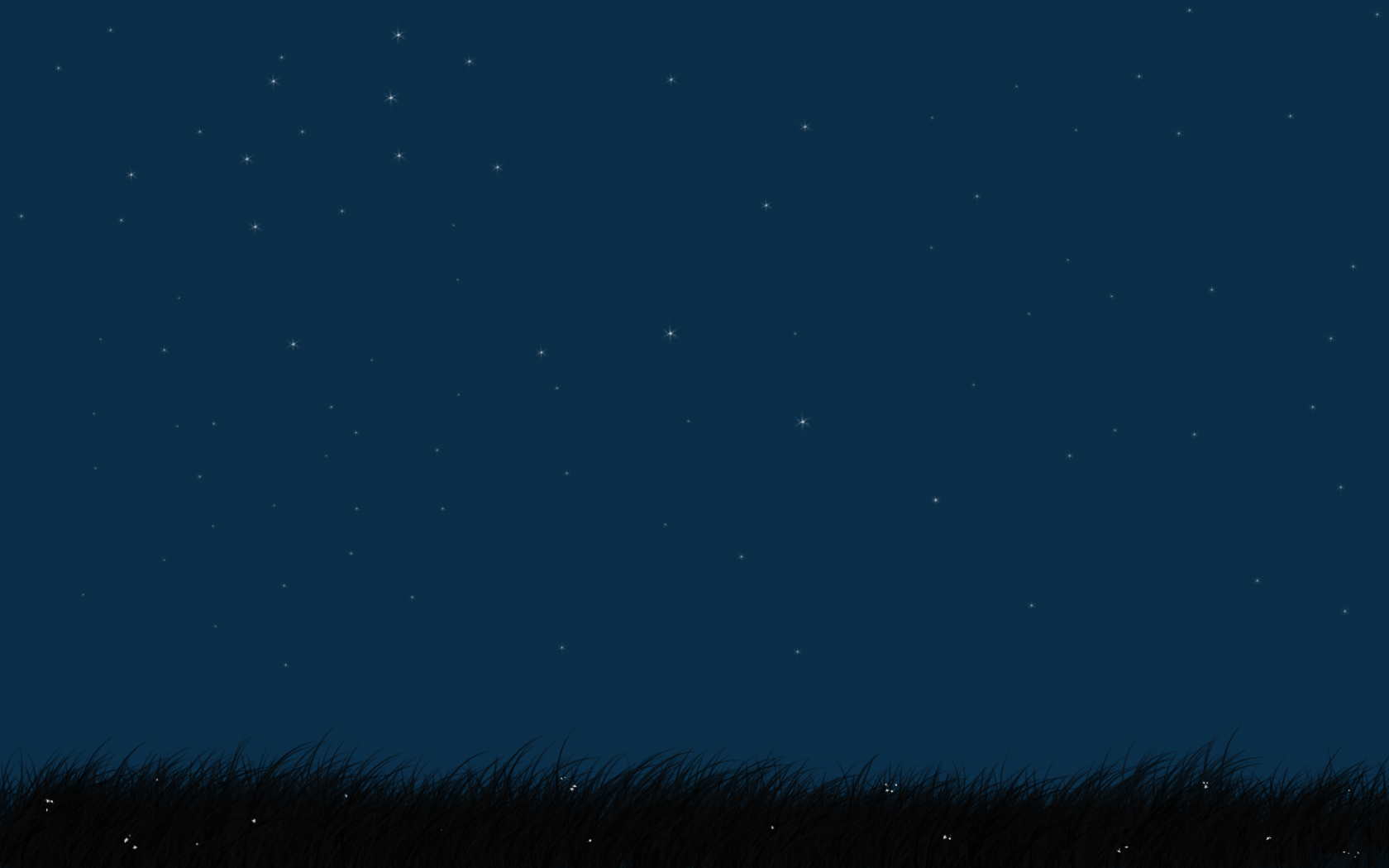 Grass And The Night Sky 3d Art Black Blue