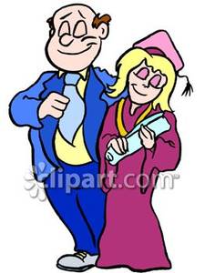 Female Graduate And Proud Father   Royalty Free Clipart Picture