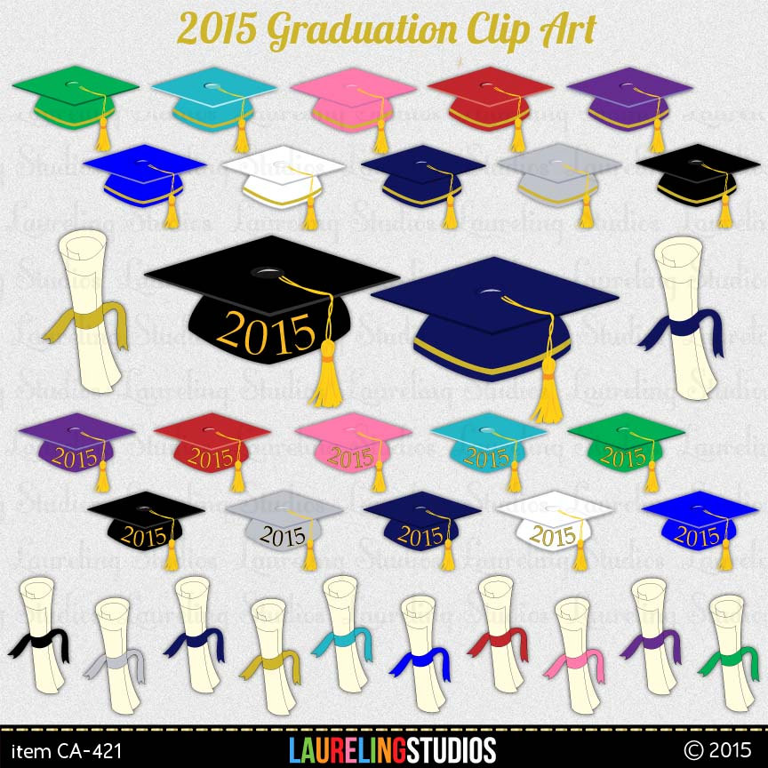 Graduation Clipart  2015 Graduation Digital By Laurelingstudios