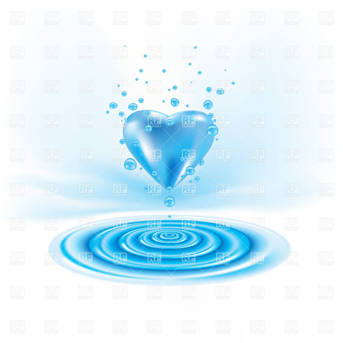 Water Waves And Heart With Drops Download Royalty Free Vector Clipart