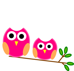 Big And Little Pink Owls On Branch Clip Art At Clker Com   Vector Clip