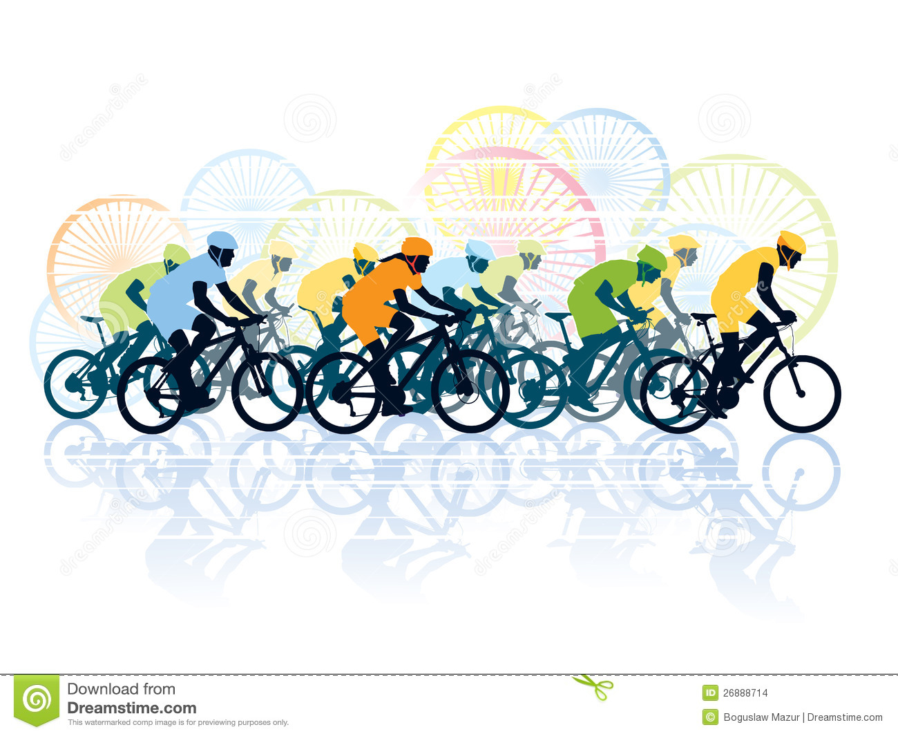 Group Of Cyclist In The Bicycle Race  Sport Illustration