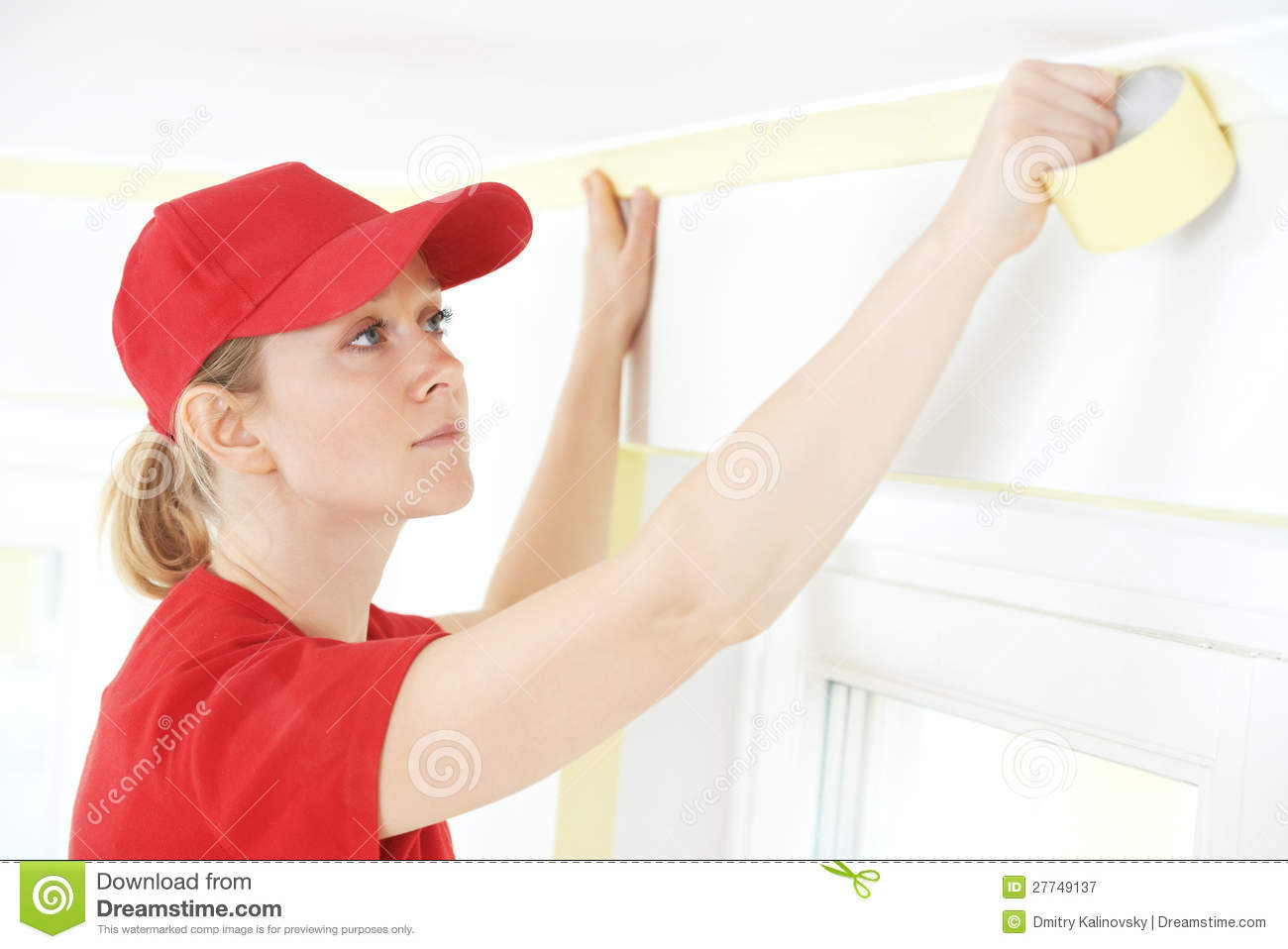 Home Painter With Masking Tape Royalty Free Stock Photography   Image