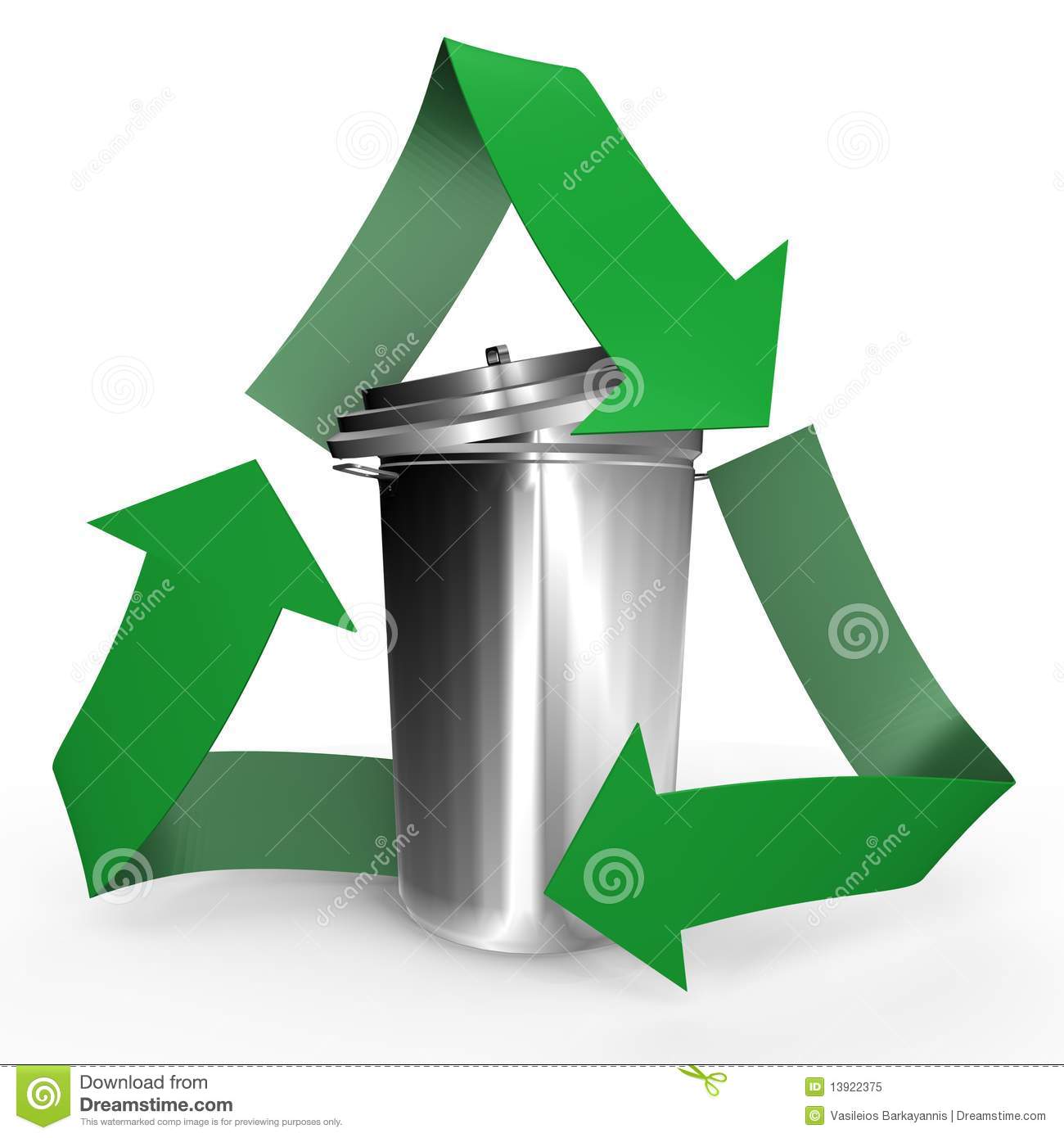 Trash Can Inside The Recycle Symbol   A 3d Image Royalty Free Stock