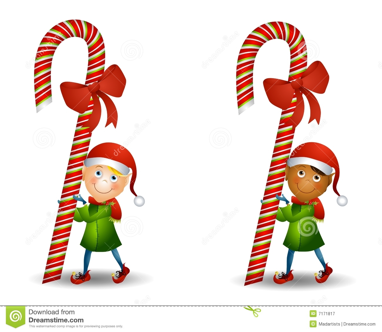 An Illustration Featuring Your Choice Of Elf Carrying A Candy Cane