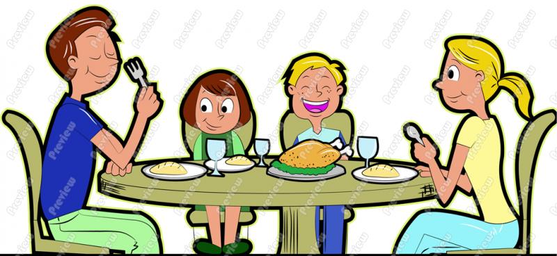 Family Eating Thanksgiving Dinner Clip Art   Royalty Free Clipart