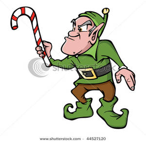 Royalty Free Clipart Image  An Angry Elf With Candy Cane