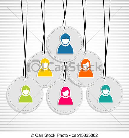 Vector Of Colorful Hanging Team Members Badges   Colorful Id Hang Tags