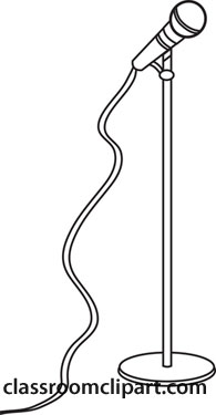 Objects   Microphone On Stand Outline   Classroom Clipart