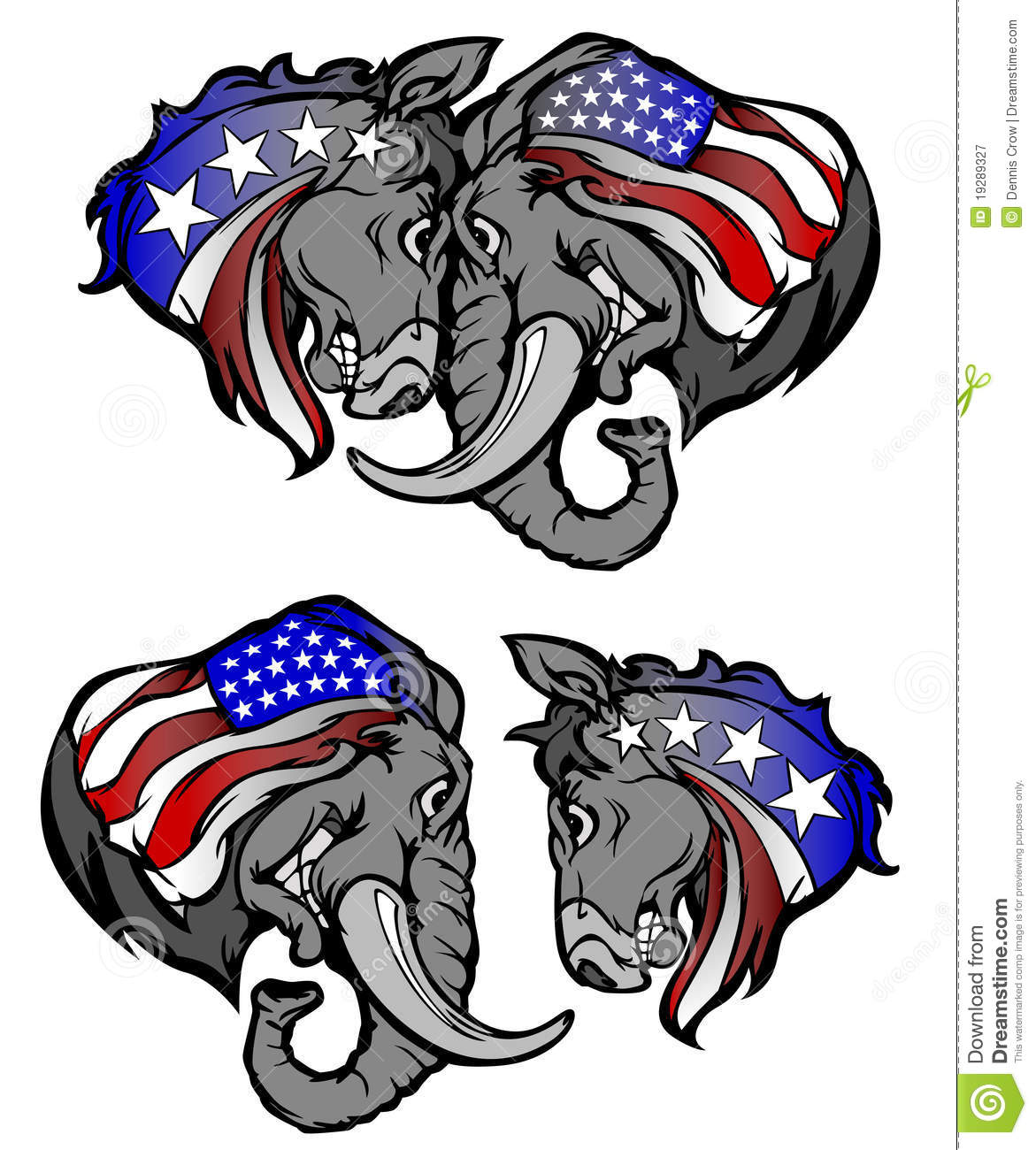 Political Elephant Republican Vs Donkey Democrat Royalty Free Stock