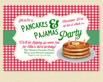 Christmas Pancakes   Pajamas Party Invite   Printable Invitation