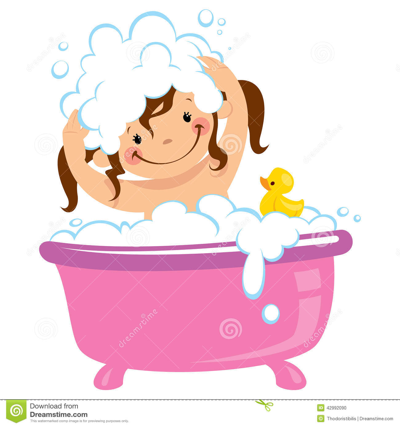 In Bath Tub And Washing Hair Stock Illustration   Image  42992090