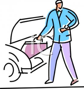 Of A Man Getting Luggage From His Car   Royalty Free Clipart Picture