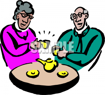 An Old Couple Drinking Tea Clipart Image   Foodclipart Com