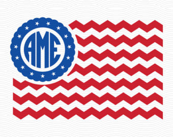 Chevron American Flag Monogram Frame Svg Eps Dxf Studio3 Usa Flag Cut
