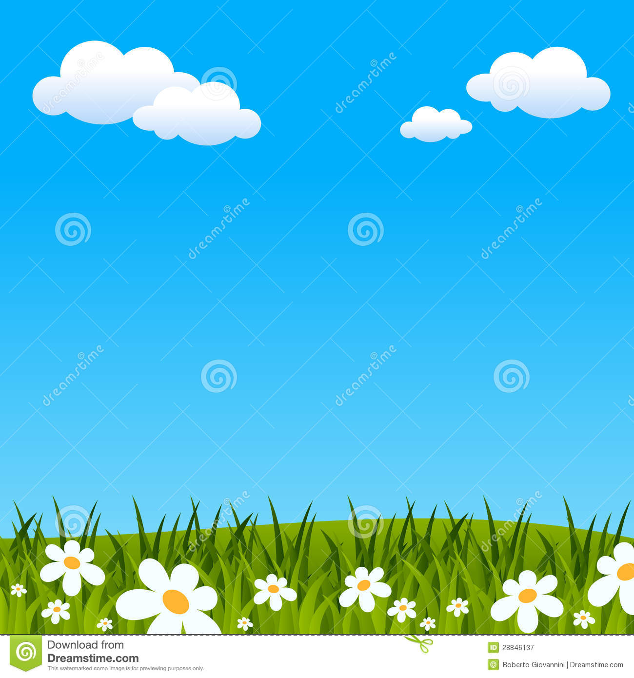 Easter Or Spring Background With Green Grass And Flowers  Useful Also