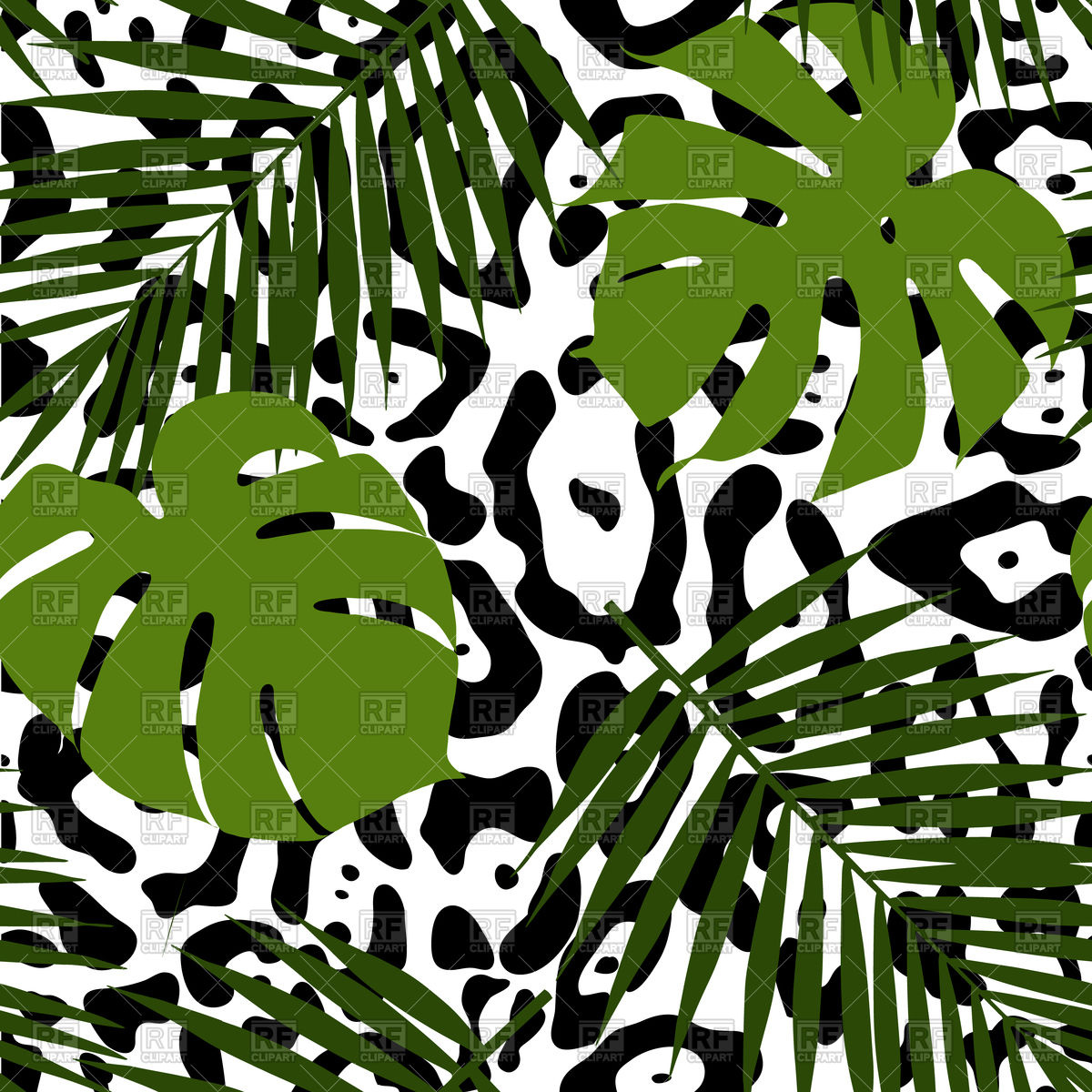Tropical Leaves And Animal Skin Seamless Pattern 98879 Backgrounds
