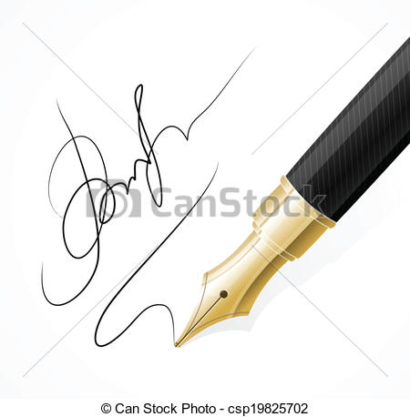 Vector Clipart Of Vector Close Up Of A Fountain Pens And Signature
