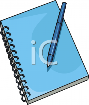 Clipart Picture Of A Spiral Notebook With A Pen