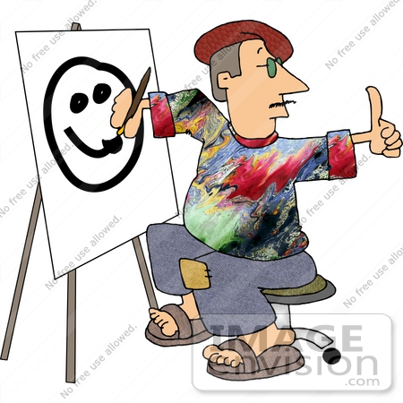 Man Painting A Smiley Face And Giving The Thumbs Up Clipart By Djart