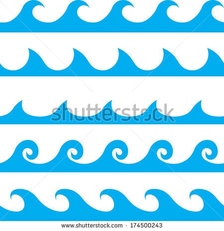 Seamless Vector Blue Wave Line Pattern   Stock Vector