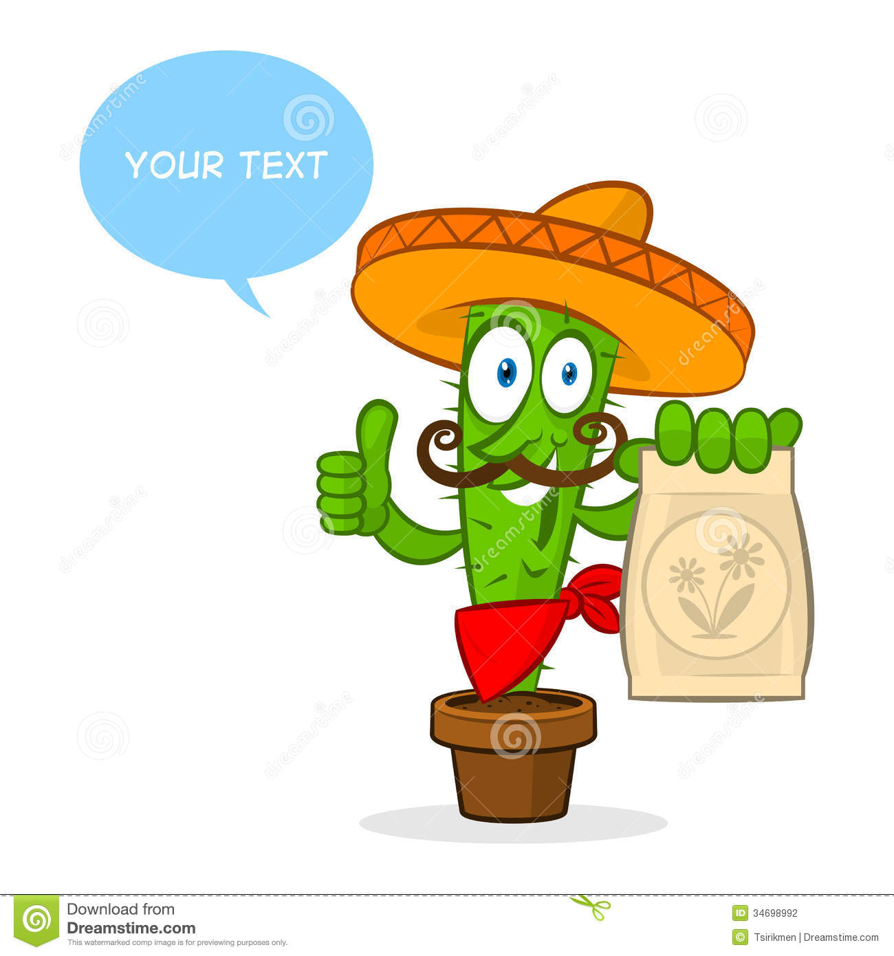 Cactus Holds Fertilizer Package Stock Photography   Image  34698992