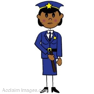 Clip Art Illustration Of A African American Stick Policewoman