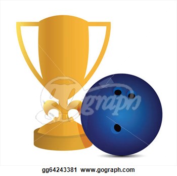 Clipart   Gold Trophy Cup Bowling On A White Background  Stock