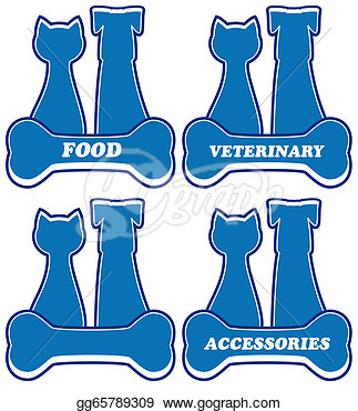 Clipart   Set Blue Icons For Pet Service  Stock Illustration