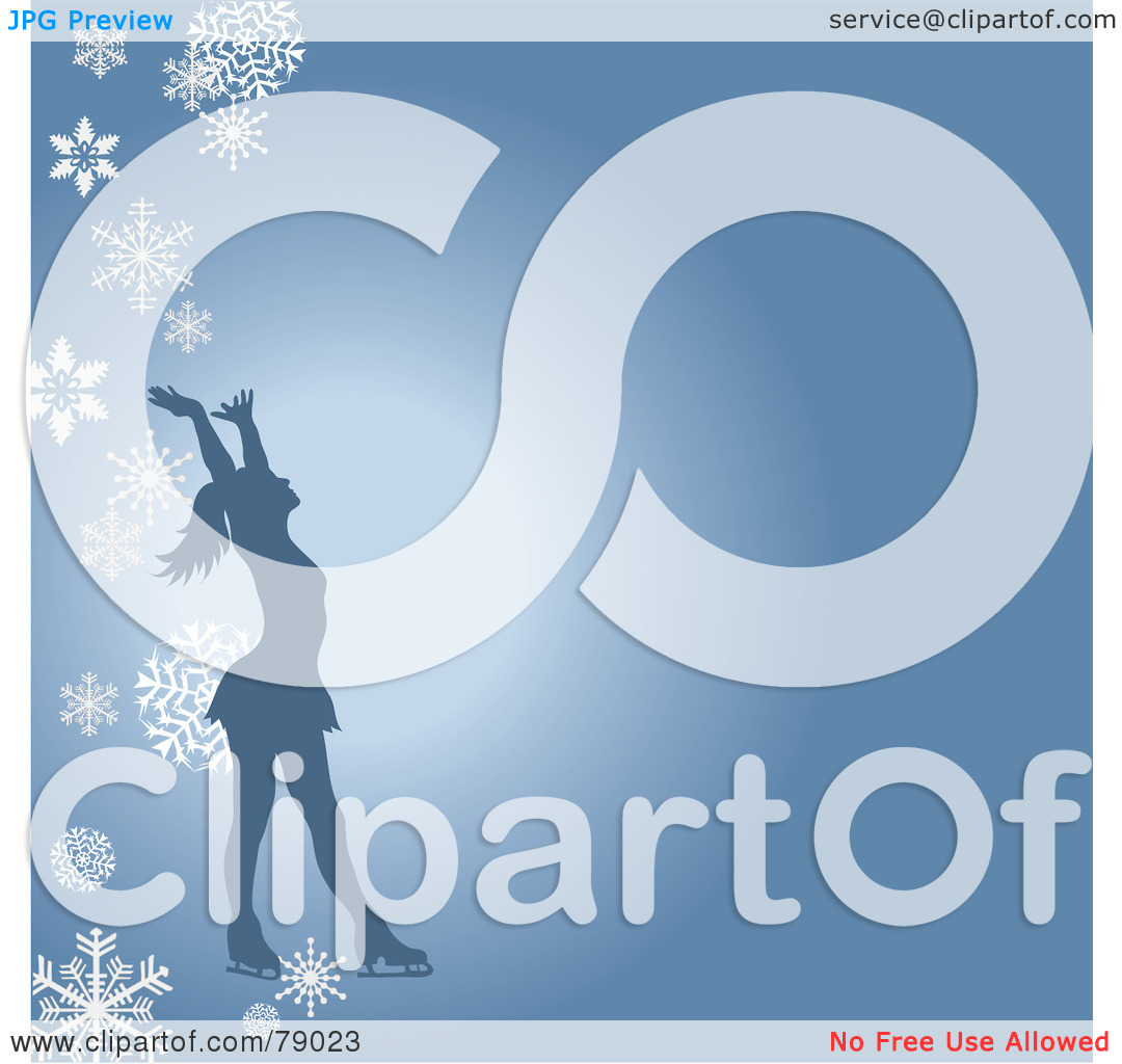 Free  Rf  Clipart Illustration Of A Silhouetted Female Figure Skater
