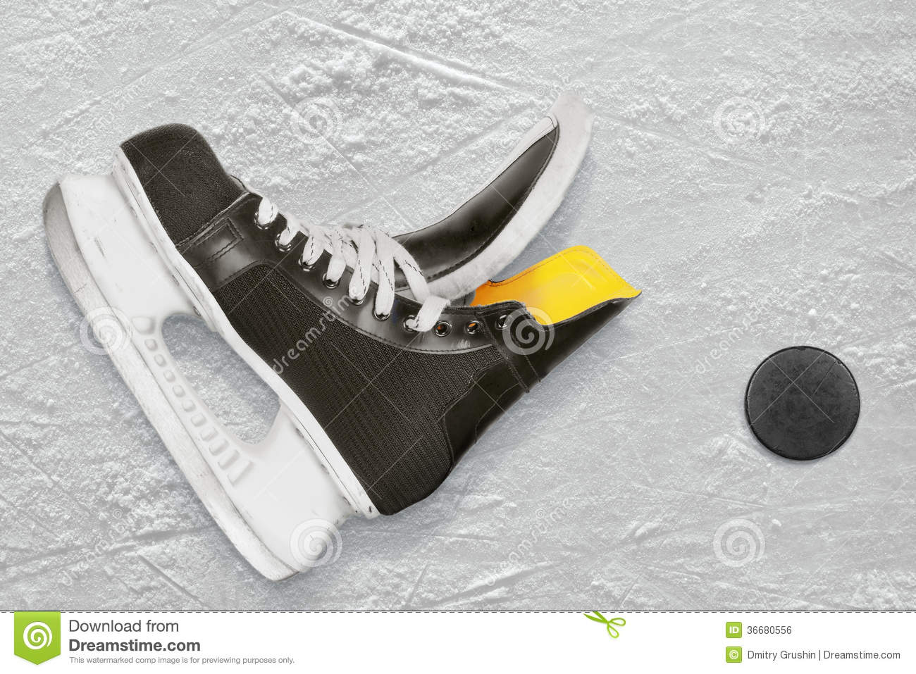 Hockey Skates And Puck Royalty Free Stock Image   Image  36680556