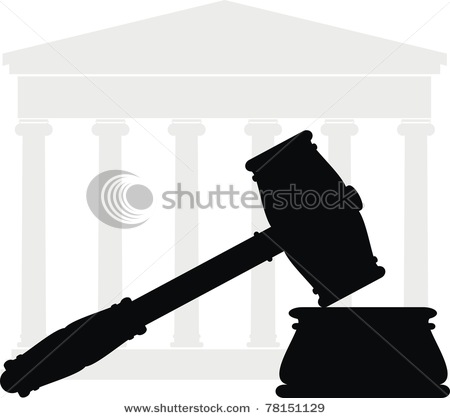 Clip Art Vector Silhouette Of A Judge S Gavel On The Soundboard With