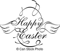 Happy Easter Script Design Element In Black And White