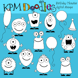 Our Products    Basic Birthday Monsters Digital Stamps